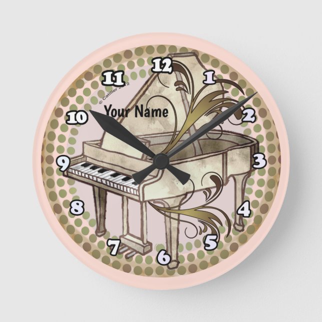 Reloj Redondo Mediano Ritmo de Piano   (Anverso)