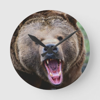 Reloj Redondo Mediano Roaring Grizzly Bear