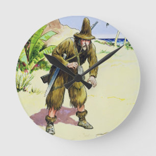 Reloj Redondo Mediano Robinson Crusoe, de "píos en el pasado", publi