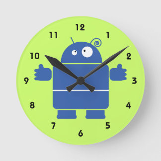 Reloj Redondo Mediano Robot azul lindo