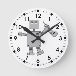 Reloj Redondo Mediano Robot de trompeta