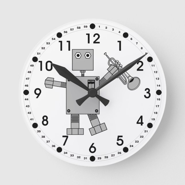 Reloj Redondo Mediano Robot de trompeta (Anverso)