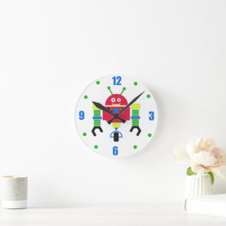 Reloj Redondo Mediano Robots coloridos Niños personalizados