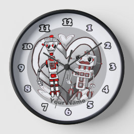Reloj Redondo Mediano robots enamorados