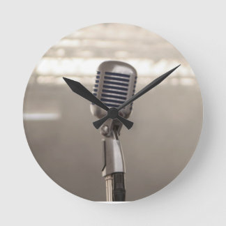Reloj Redondo Mediano Rock And Roll Microphone