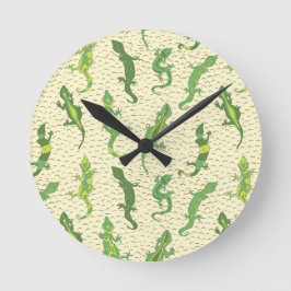 Reloj Redondo Mediano Rock Climbing Geckos on yellow - seamless pattern.