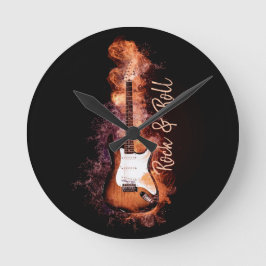Reloj Redondo Mediano Rock de guitarra eléctrica y flamencos