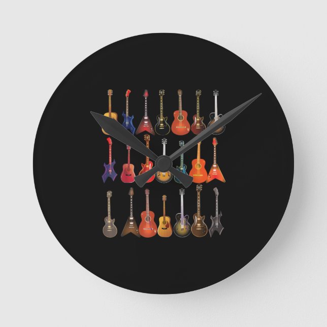 Reloj Redondo Mediano Rock De Guitarra Y Roll Instrumentos Musicales Reg (Anverso)