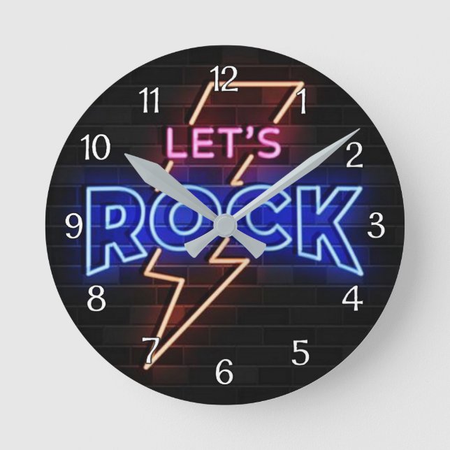 Reloj Redondo Mediano Rock Lightning Bolt (Anverso)