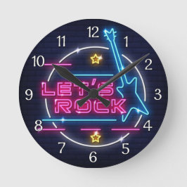 Reloj Redondo Mediano Rock Retro Neon