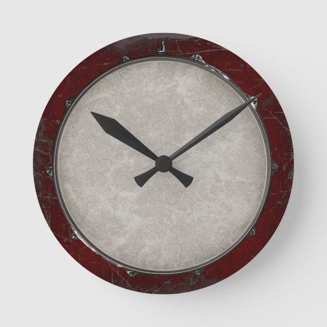 Reloj Redondo Mediano Rock & Roll Snare Drum Heavy Metalizado Drummer (Anverso)