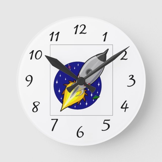 RELOJ REDONDO MEDIANO ROCKETSHIP SPACESHIP CLOCKS (Anverso)