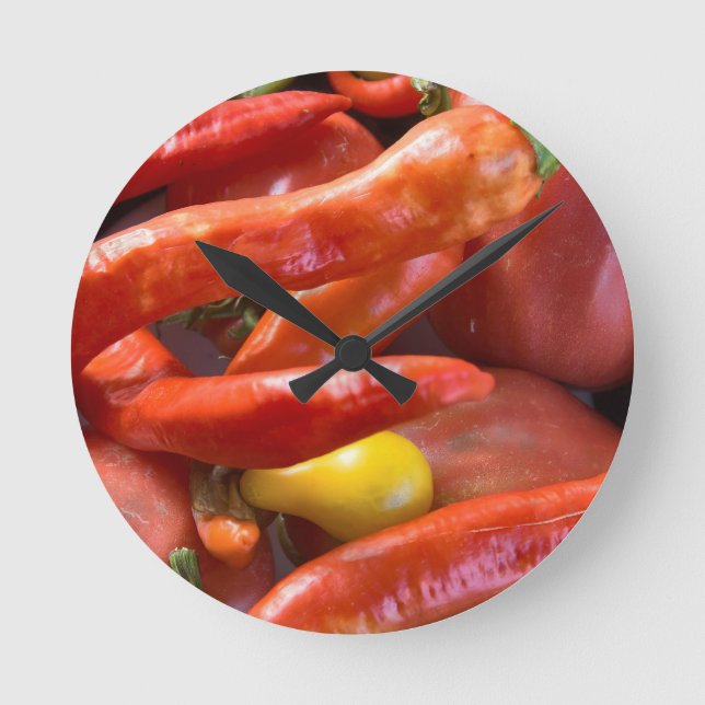 Reloj Redondo Mediano Rojo en llamas (Anverso)