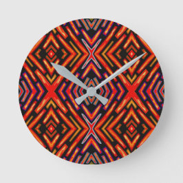 Reloj Redondo Mediano Rojo Fuego Naranja Negro 