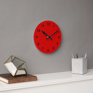 Reloj Redondo Mediano Rojo-rojo, fiesta roja, color sólido,