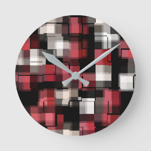 Reloj Redondo Mediano Rojo rojo marrón negro trendy abstracto plasmado
