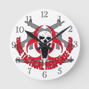 Reloj Redondo Mediano Rojo táctico del zombi