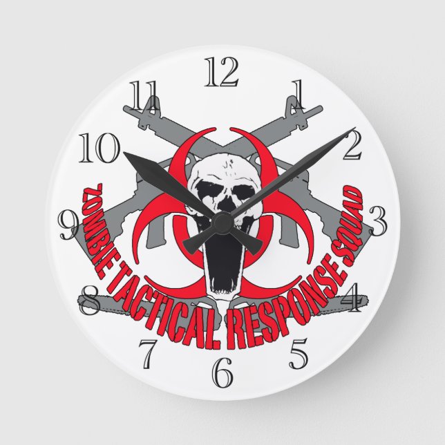 Reloj Redondo Mediano Rojo táctico zombi (Anverso)