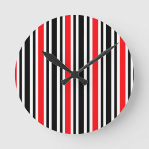 Reloj Redondo Mediano Rojo y negro rayado