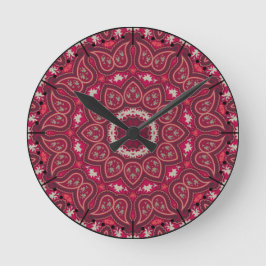 Reloj Redondo Mediano Rojos románticos Kaleidoscope Paisley Boho
