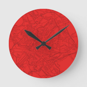 Reloj Redondo Mediano Roma antigua en rojo