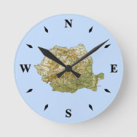 Romania Map Clock