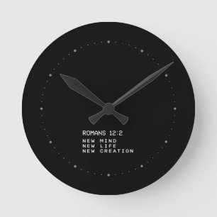 Reloj Redondo Mediano Romanos 12:2 Nueva Mente Vida Creación Minimalista