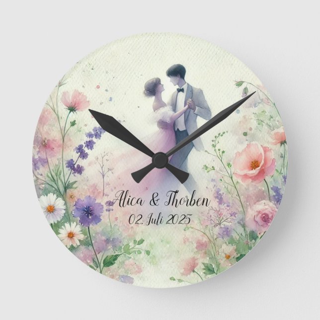 Reloj Redondo Mediano Romantic Wedding pastell Nr.1 (Anverso)