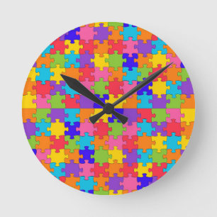 Reloj Redondo Mediano rompecabezas del autismo