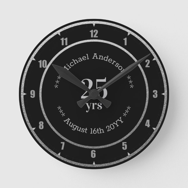 Reloj Redondo Mediano Ronda personalizada de jubilación o aniversario de (Anverso)