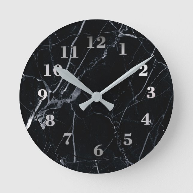 Reloj Redondo Mediano Ronde klok Black marble (Anverso)