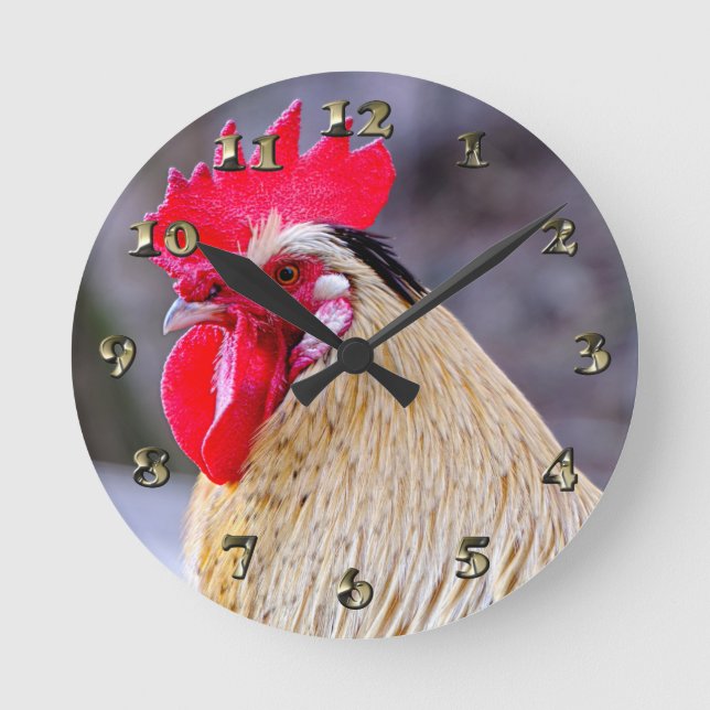 Reloj Redondo Mediano Rooster con Cockscomb (Anverso)