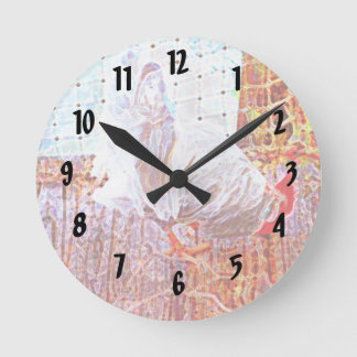 Reloj Redondo Mediano rooster en muelles abstractos de muelle