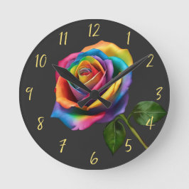 Reloj Redondo Mediano Rosa de arcoiris de largo tamaño-
