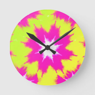 Reloj Redondo Mediano Rosa de brillo moderno tinte amarillo verde