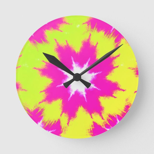 Reloj Redondo Mediano Rosa de brillo moderno tinte amarillo verde (Anverso)