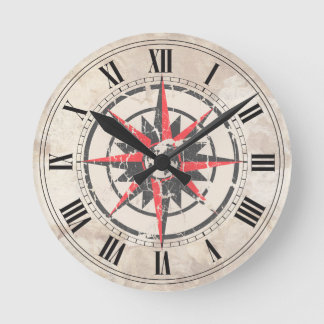 Reloj Redondo Mediano Rosa de compás con el globo, apenado