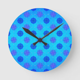 Reloj Redondo Mediano Rosa de compás náutico