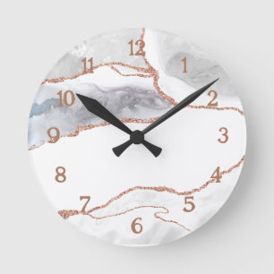 Reloj Redondo Mediano Rosa de Oro de Lujo Brillo Agata