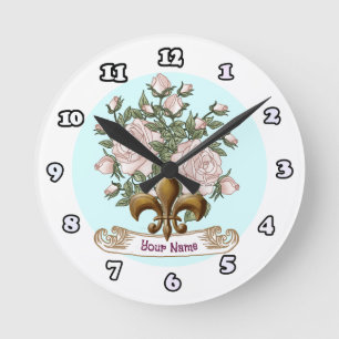 Reloj Redondo Mediano Rosa Flor de Lis