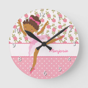 Reloj Redondo Mediano Rosa floral femenino de la bailarina caprichosa