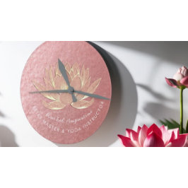Reloj Redondo Mediano Rosa Gold Lotus Yoga Studio Instructor de Meditaci