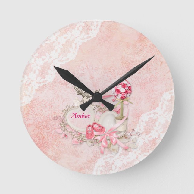Reloj Redondo Mediano Rosa Lace (Anverso)
