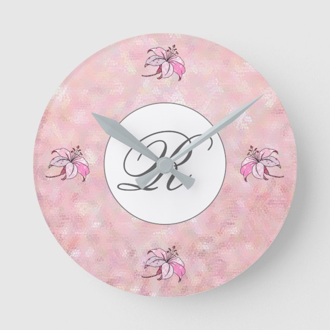 Reloj Redondo Mediano Rosa, personalisiert (Anverso)