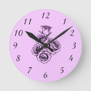 Reloj Redondo Mediano Rosa Púrpura Mística