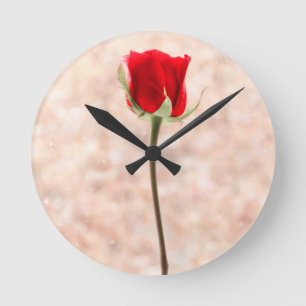 Reloj Redondo Mediano Rosa Roja