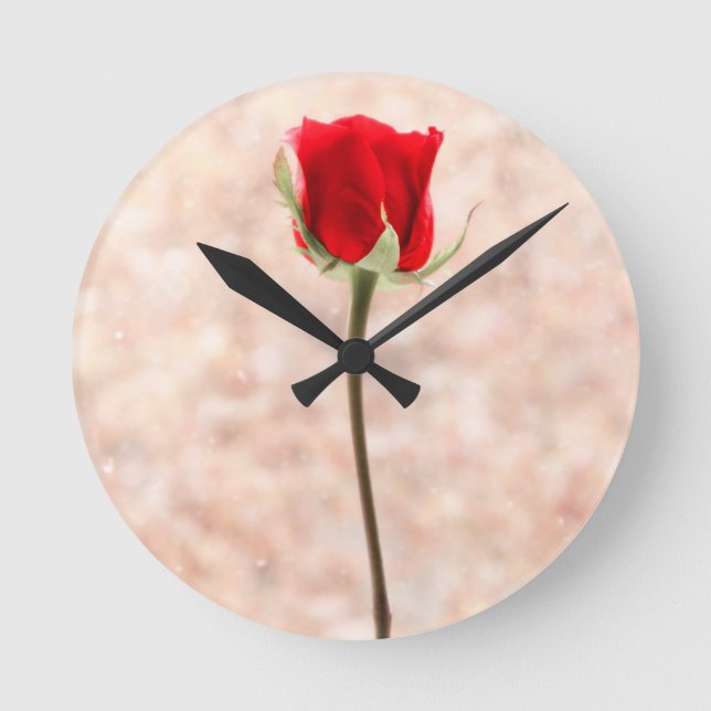Reloj Redondo Mediano Rosa Roja (Anverso)