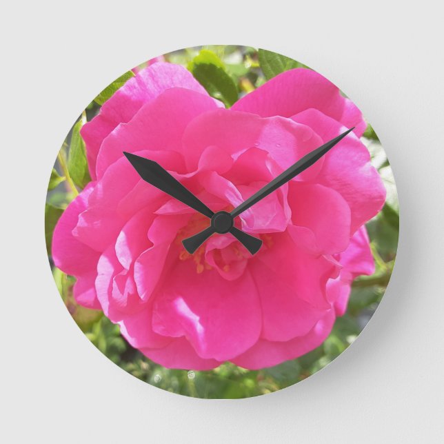 Reloj Redondo Mediano Rosa rosa (Anverso)