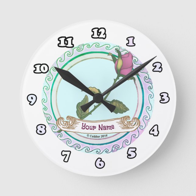 Reloj Redondo Mediano Rosa rosa (Anverso)