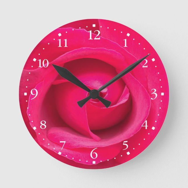 Reloj Redondo Mediano Rosa rosa rojo romántico (Anverso)